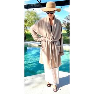 100% Cashmere Boutique Camel Wrap Cardigan Robe Coat S/M
